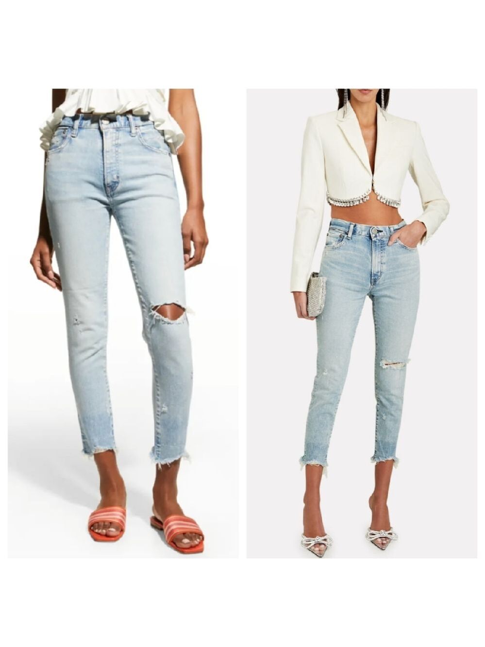 Moussy Verna High Rise Raw Hem Fringe Skinny Jeans
